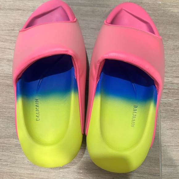 Balmain Pink and Yellow Slide Sandals - Picture 1 of 2